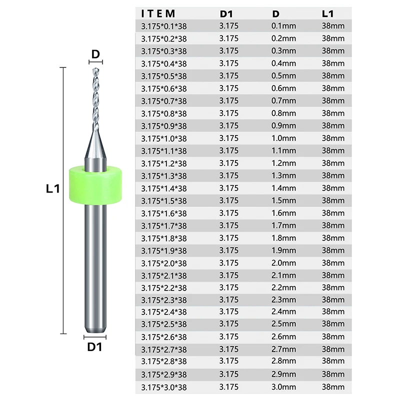 PCB Drill Bit 30pcs 0.1-1.0 1.1-2.0 2.1-3.0mm Set Micro Gun Drill For Drilling PCB Circuit Board Carbide Drill Bit