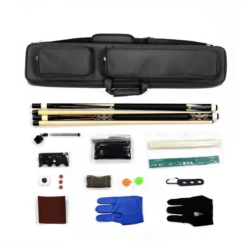 

Premium American Billiards Accessories Kit, Club Black 2B2S Club Bag Gloves Club Repair Tool Shaft Cleaner