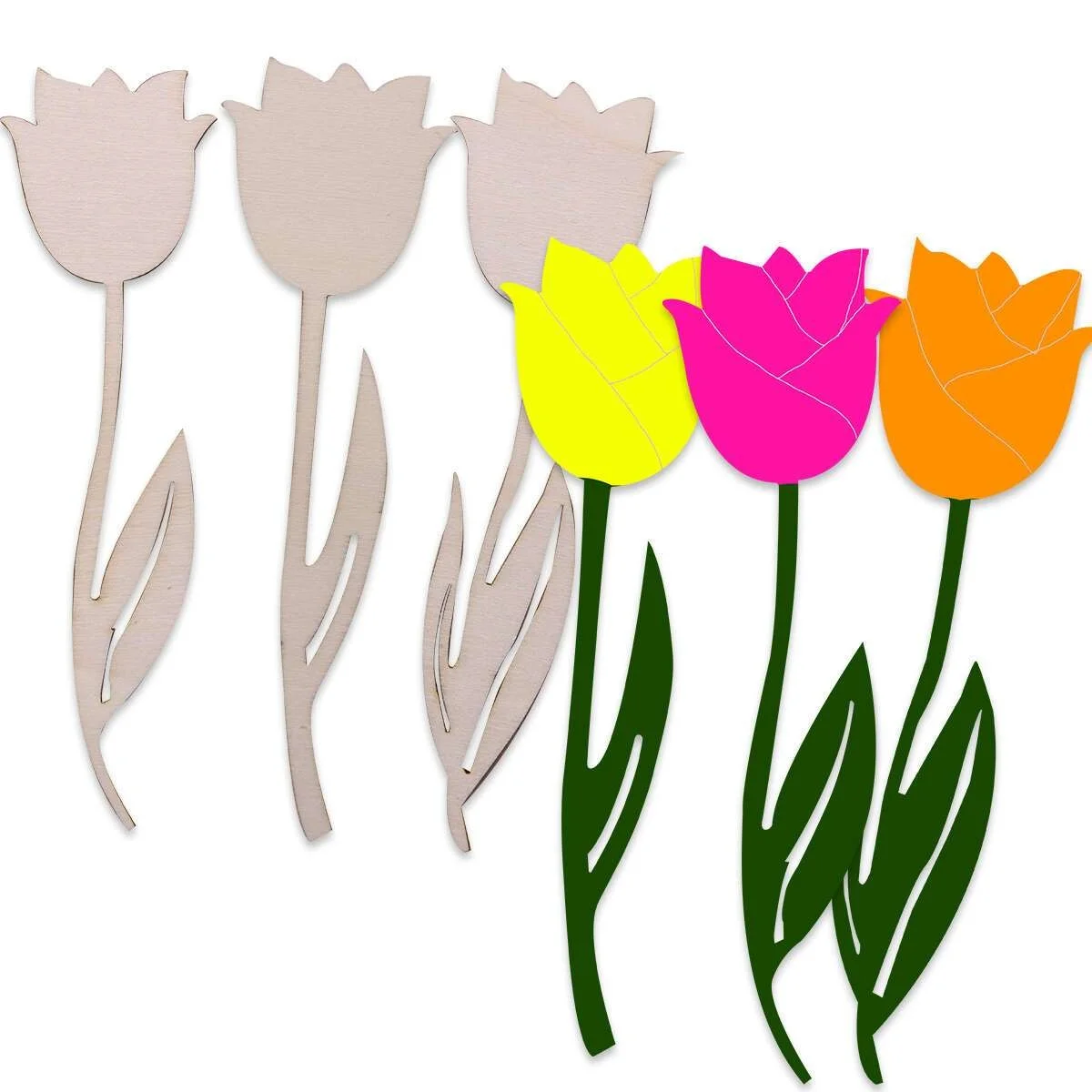 12Pcs Holz Blume Ornament Multi Tulpe DIY Malerei Handwerk Für Frohe Ostern Party Frühling Hause Dekoration Kinder Geschenke Versorgung