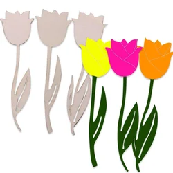 12Pcs Wooden Flower Ornament Multi Tulip DIY Painting Crafts For Happy Easter Party Spring Home Decoration Kids Gifts Supply