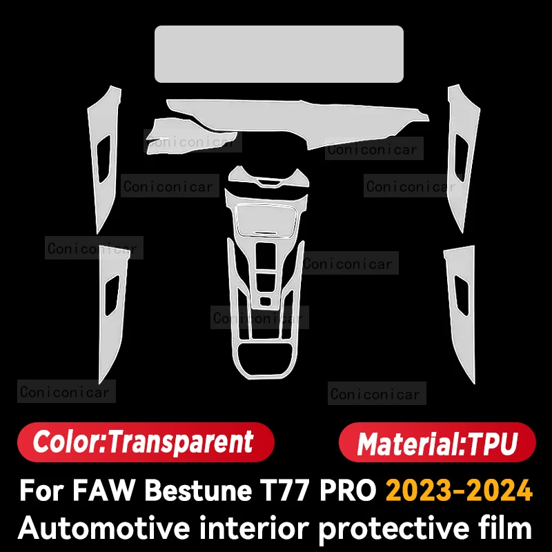 For FAW Bestune T77 PRO 2023 2024 Car Interior Center Console Instrument Dashboard Protective Film Anti-scratch Accessories