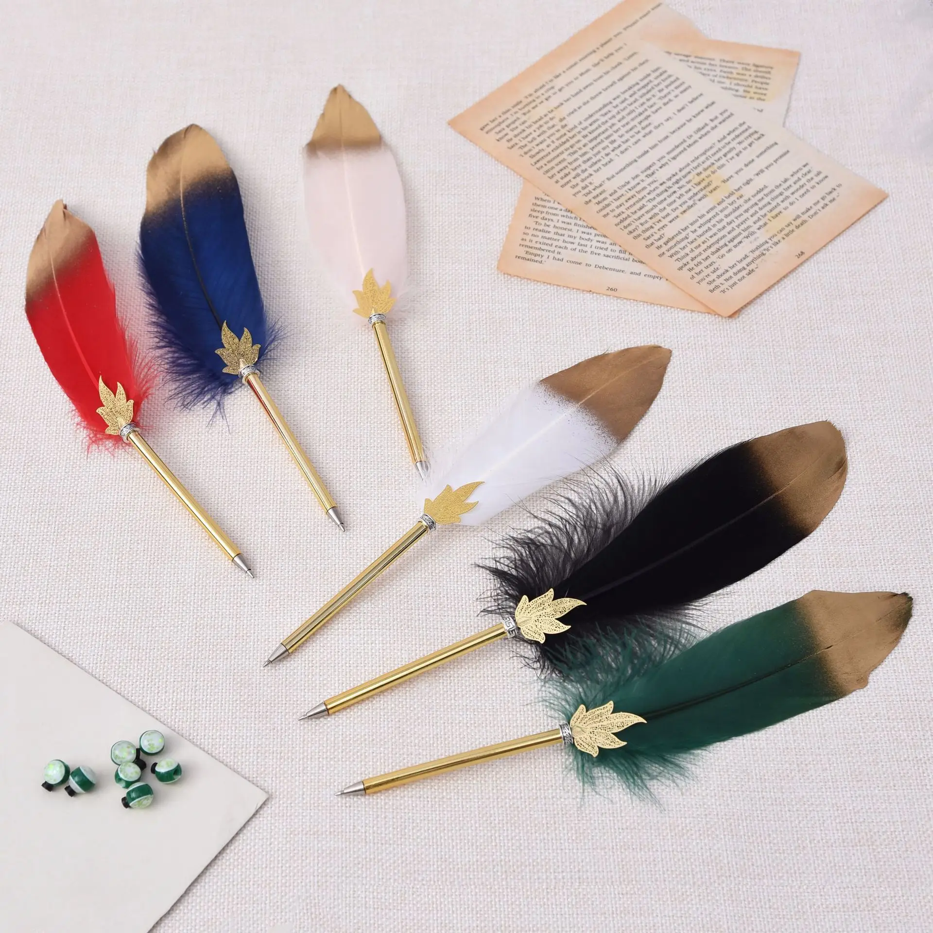 1pcs Fashion Business Gift Office Ballpoint Pen Cute Feather Decor Colorful Writing Pen For Kids Creative School Stationery