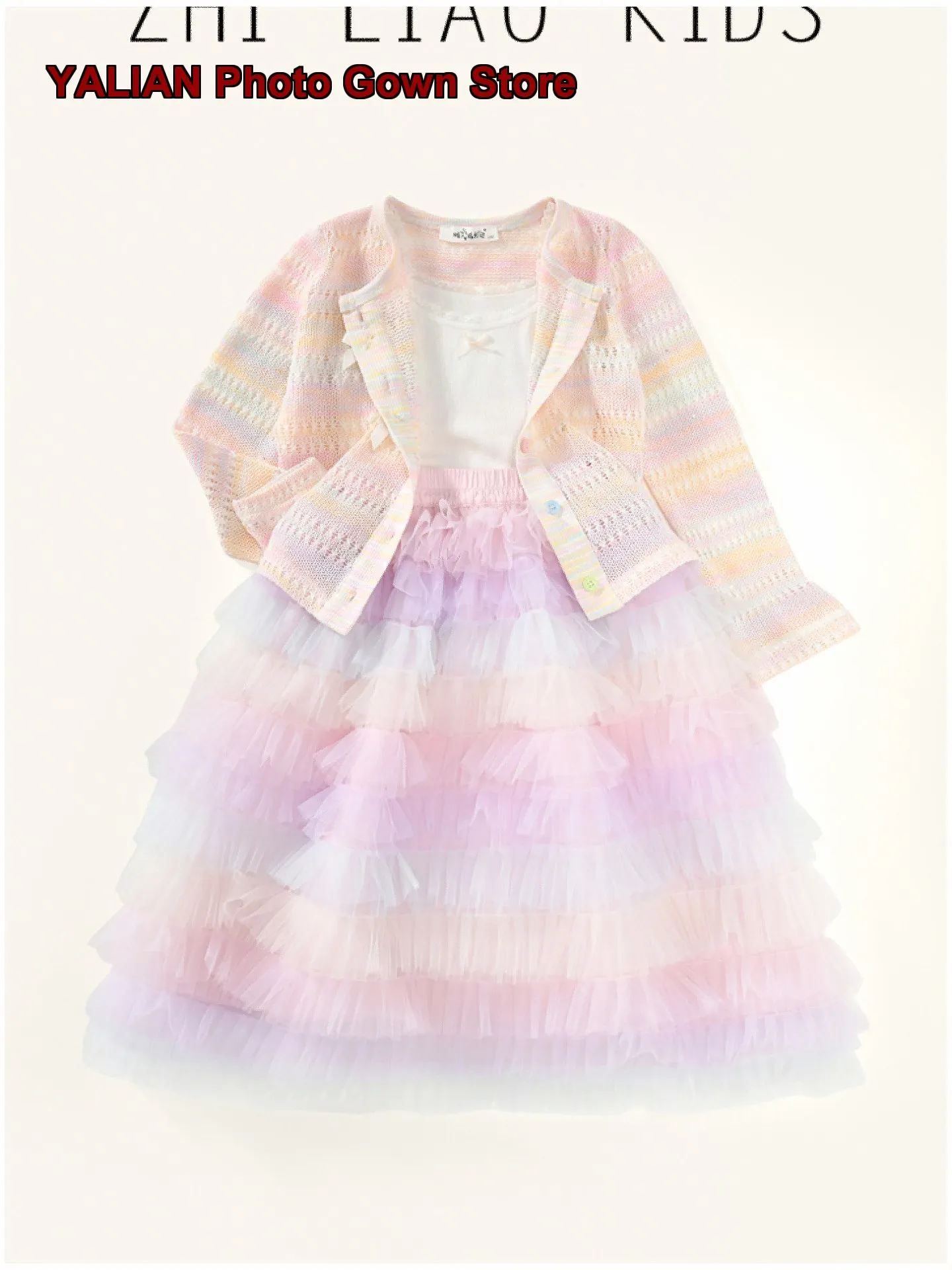 Zhi Le Growth Record Girls Multicolor Thin Knit Spring Girl Stylish Lightweight Jacket
