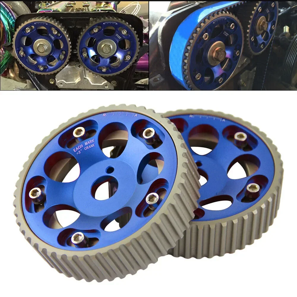 2pcs Aluminum Adjustable Cam Gears Timing Gear Engine Pulley Sprocket Timing Cam Gear Pulley Kit For Toyota Supra 1JZ 2JZ DOHC