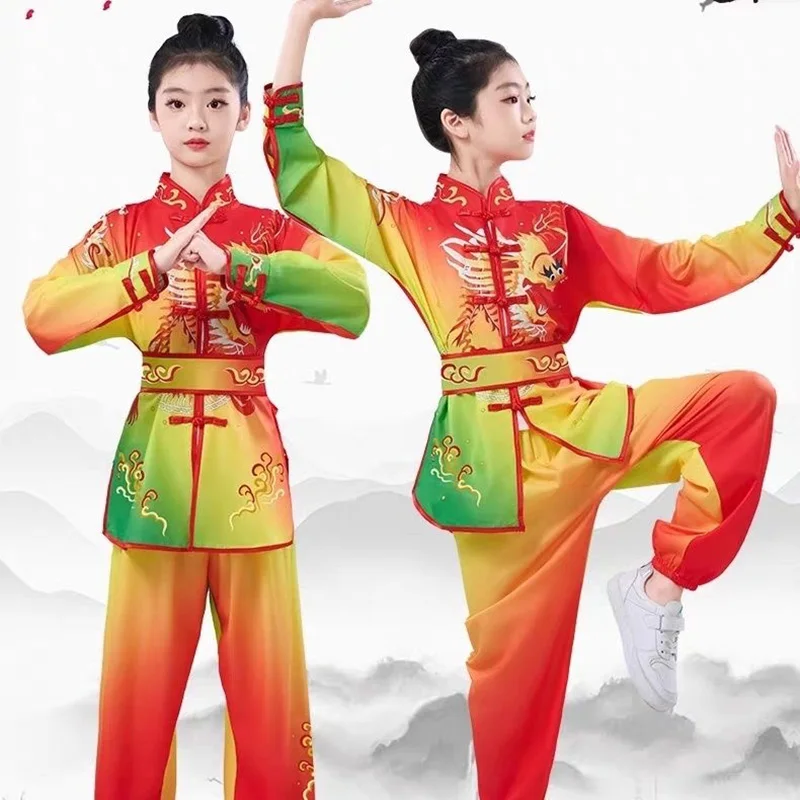 Stroje do sztuk walki Zestawy Wushu Dziecięce Cosplay Kung Fu Uniform Ubranka dla Niemowląt Chłopięcy Zestaw Tai Chi Strój Sceniczny Dziecięcy Strój Tang Dziewczęcy