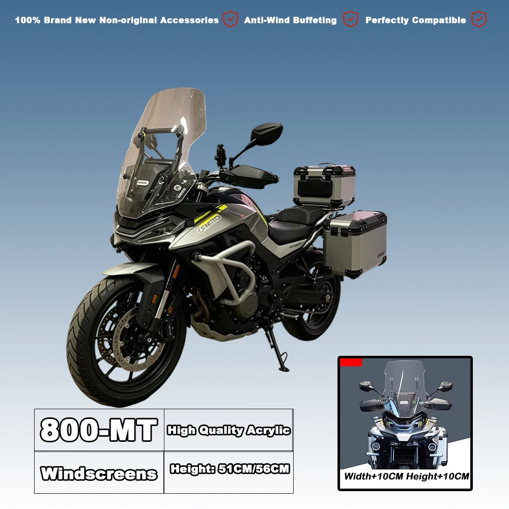 

Hot Sale! 800-MT Windshield For CFMOTO 800MT Motorcycle Windshield Deflector 51/56CM Wind Deflector Anti-Buffeting