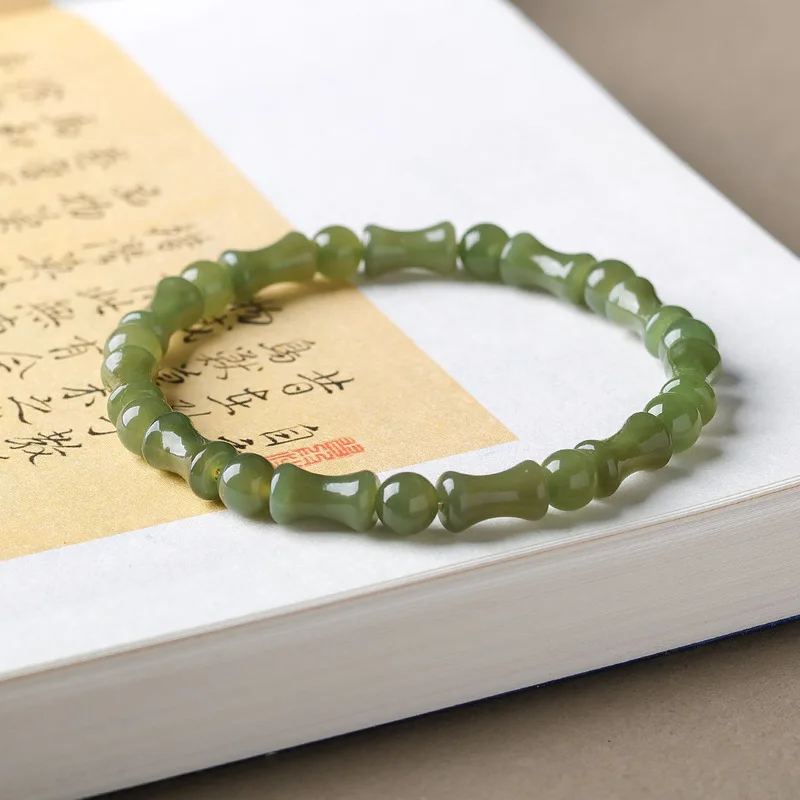 Natural Hetian jade bamboo knot bracelet a new Chinese-style design for women symbolizing continuous success and prosperity