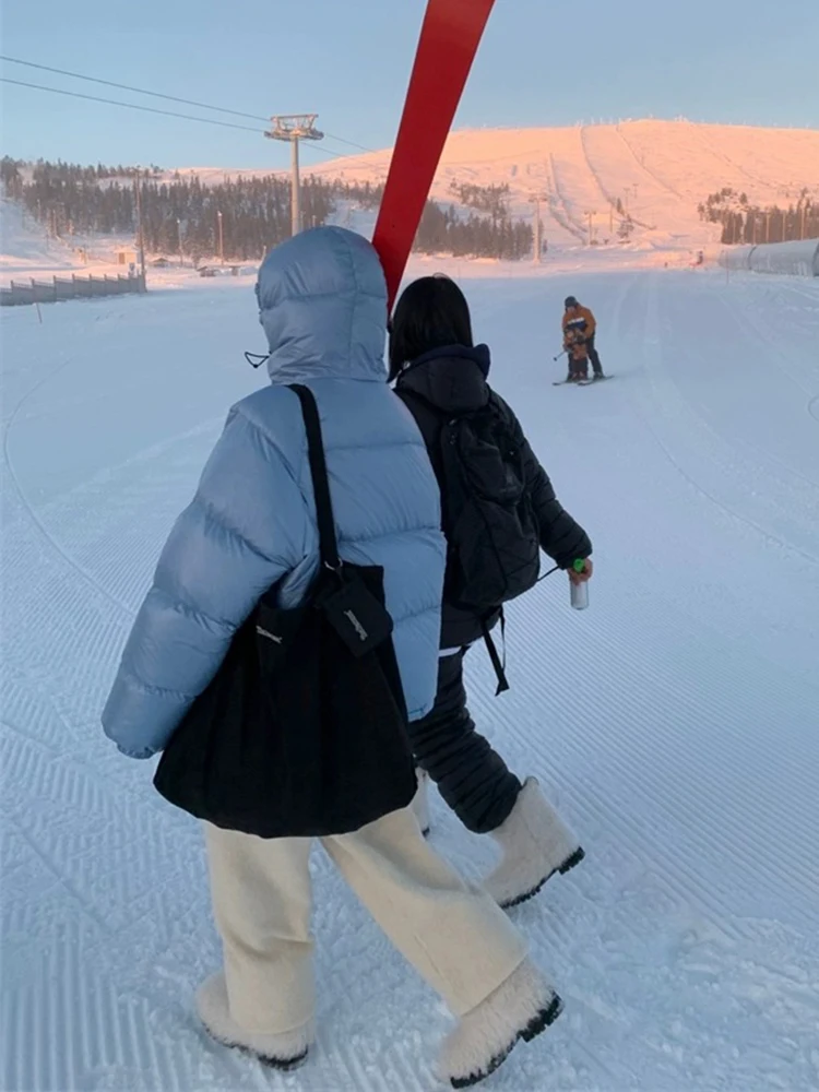 معطف نسائي فضفاض بأحرف سفلية من Jaet بأربعة ألوان معطف شتوي بغطاء للرأس وسحاب للإغلاق وطول عادي #2