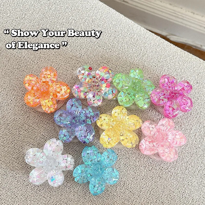 

Crystal Clear Flower Quicksand Mobile Phone Holder Expanding Stand Finger For Iphone 17 Bracket Finger Ring Mobile Phone Holder