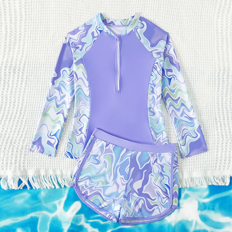 Boys Girls Separate Swimsuit Sets Children Printed Beach Clothing Suit 2026 Kids Swimming Pool Quick-Dry Swimwear 2Pcs Outfits