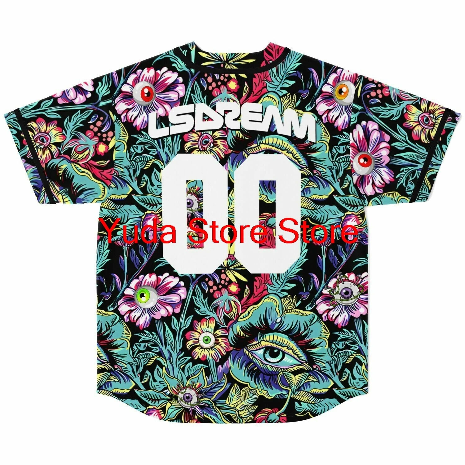 Lsdream Merch Baseball Jersey Men/Women Casual Streetwear Thin button Baseball uniform For EDM Fans color1