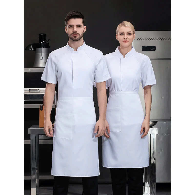 Chef Overalls Short Sleeve Summer Breathable Thin Work Wear Hotel Catering Kitchen Special Kitchen Stretch Baking Men