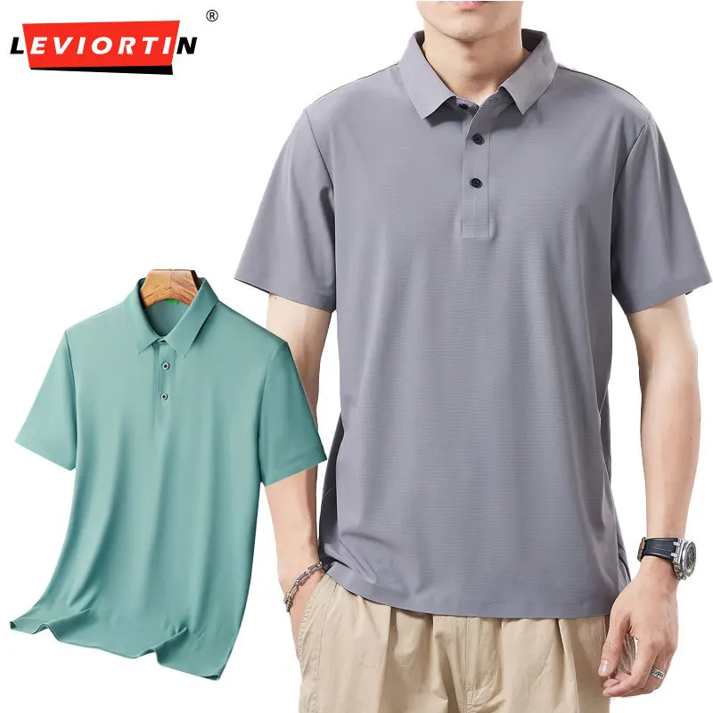 

Летняя мужская однотонная рубашка-поло из ледяного шелка: молодежная, модная, повседневная, стильная, универсальная, тонкая, бесшовная, с коротким рукавом