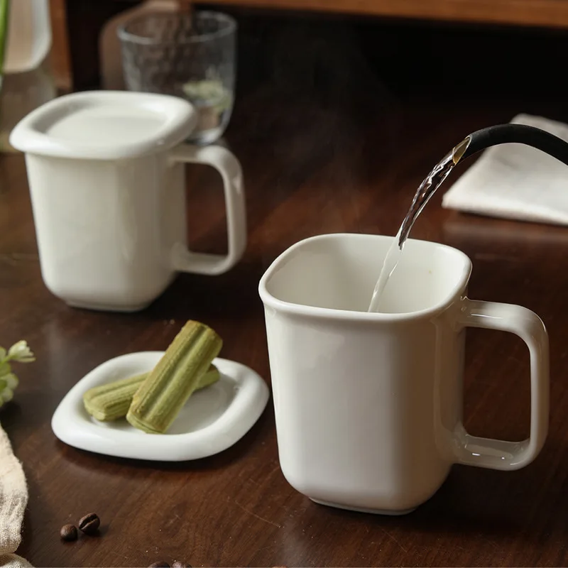 

Creative Ceramic Square Mug Coffee Cup for Afternoon Tea Breakfast Home Use