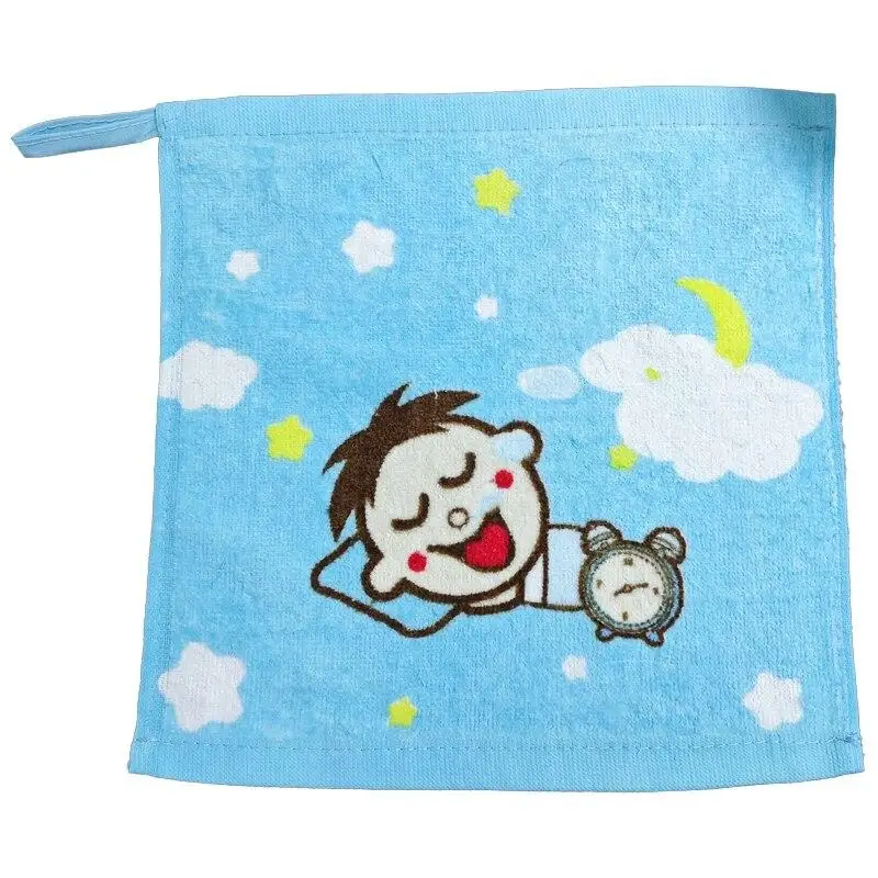 Cute Cartoon Pattern Pure Cotton 25cm Square Towel, Ideal for Children's Face Washing, Household Cleaning, and Travel Carrying