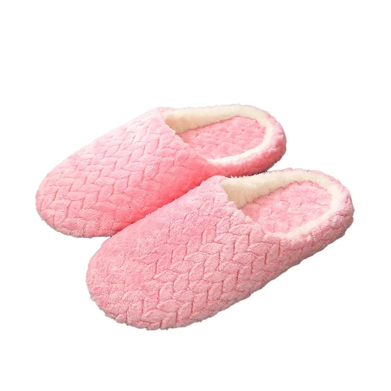 Zapatillas de Interior para mujer, pantuflas cálidas de felpa para el hogar, zapatos planos para el hogar, toboganes suaves deslizantes para