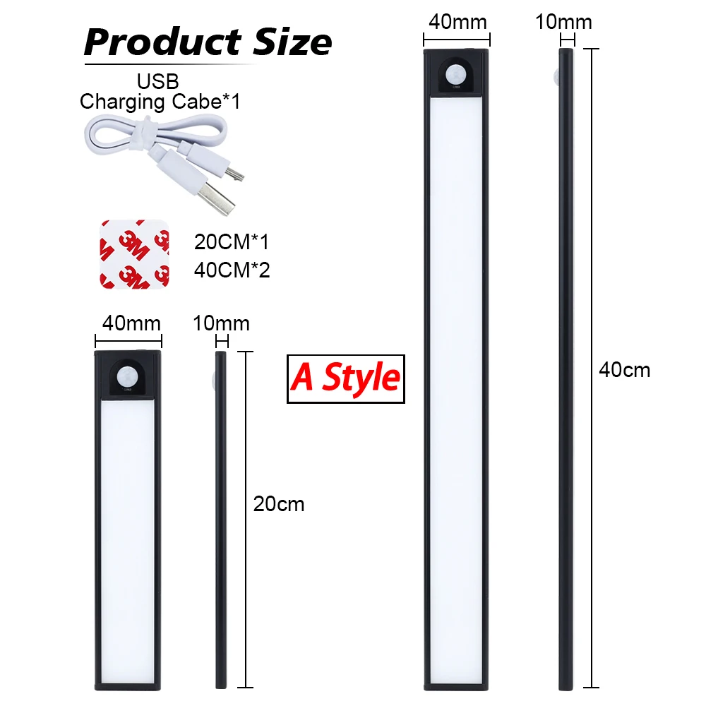 Ultra-thin LED Cabinets USB Lamps For Kitchen Wardrobe Bedroom Closet Room Motion Sensor Smart Fixture Rechargeable Night Light