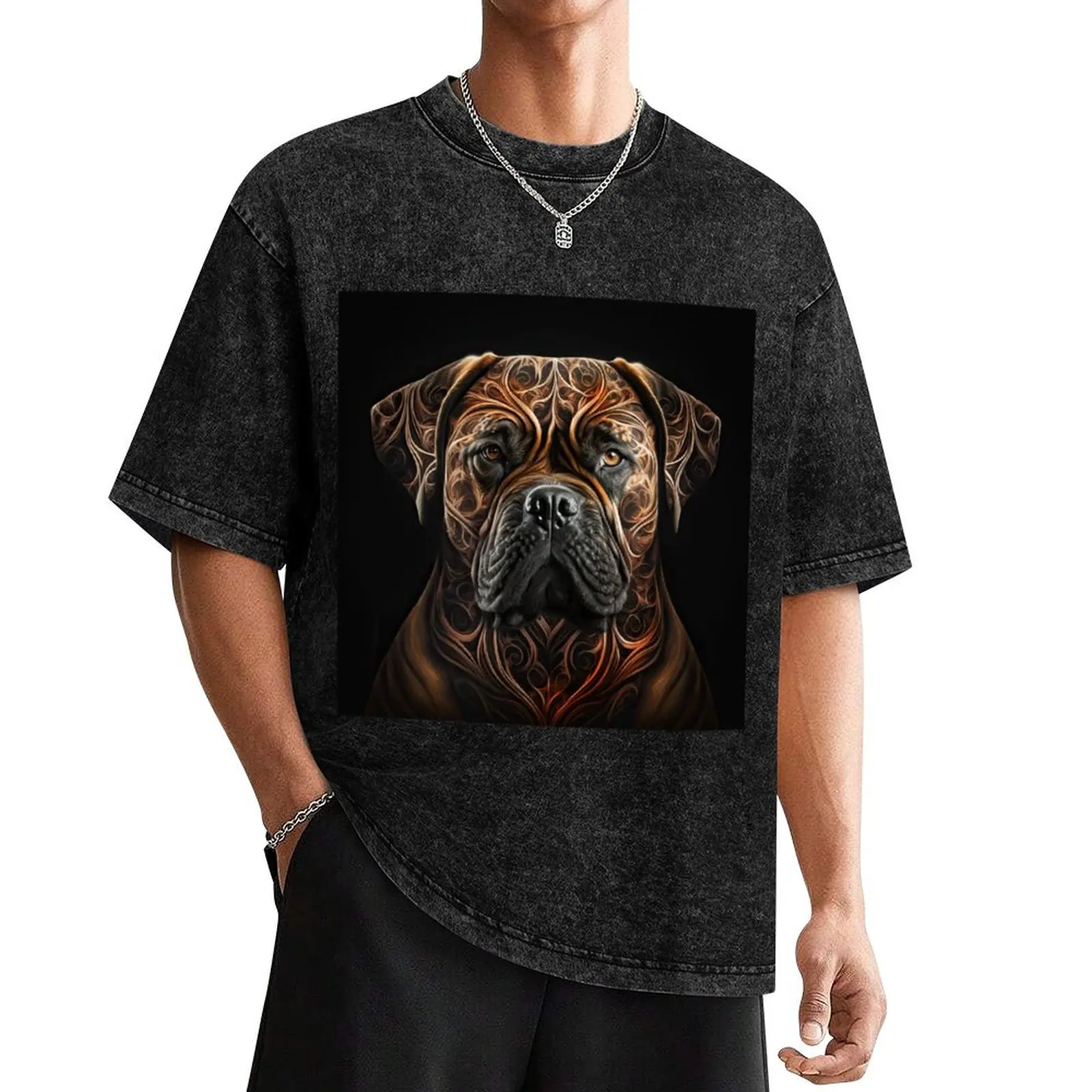 A Fractal Design of A Bullmastiff T-Shirt plus size tops for a boy oversized tops fruit of the loom mens t shirts