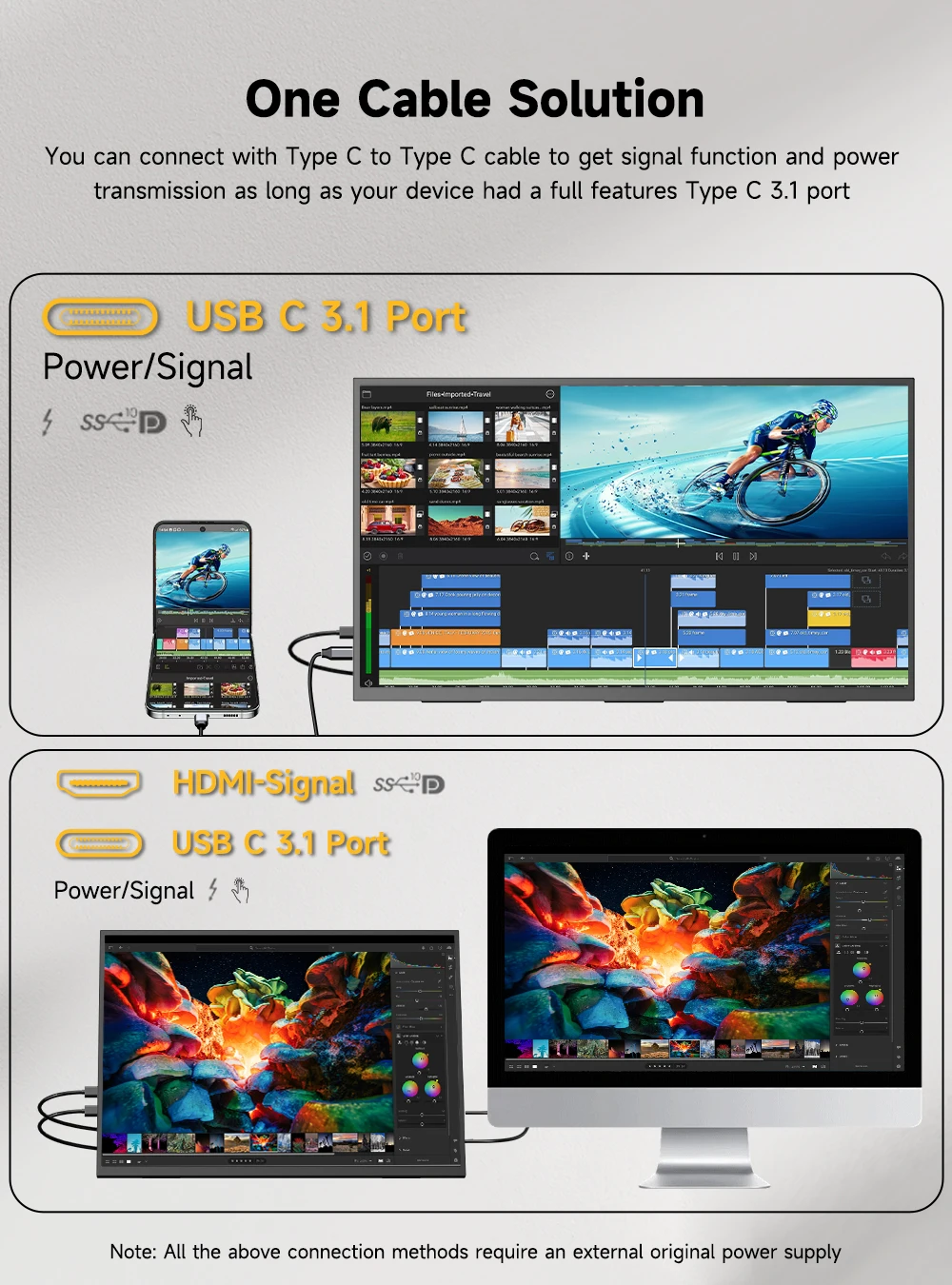 شاشة EVICIV المحمولة الكبيرة مقاس 23.8 بوصة وتردد 120 هرتز ودقة 1080 بكسل مع حامل قابل للتعديل بزاوية 180 درجة ومنفذ USB-C ومنفذ HDMI لشاشة الكمبيوتر المحمول الخارجية لأجهزة PS5/4 وأجهزة الكمبيوتر المكتبية وأجهزة Mac S #6