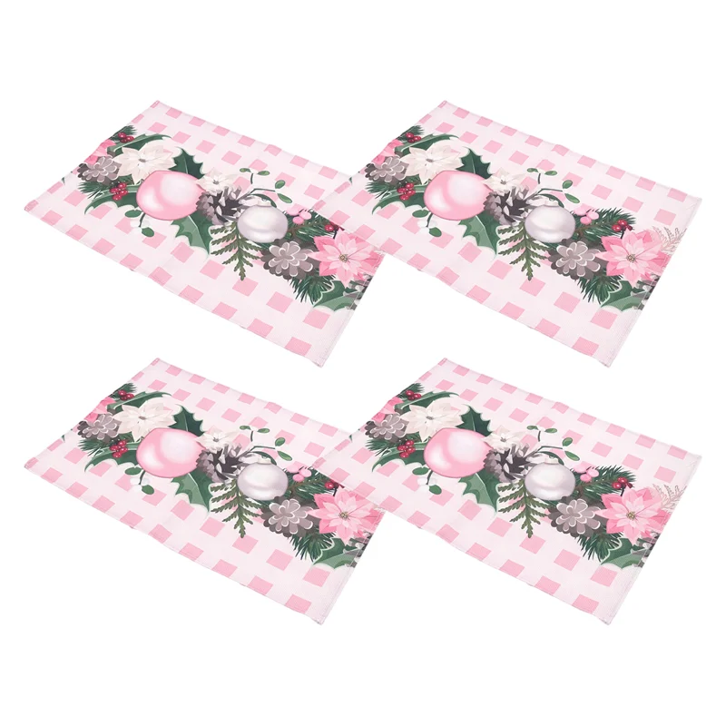 

A74U 4 шт. рождественские елки снежно-розовые рождественские салфетки зимние коврики для стола для украшения кухни и столовой