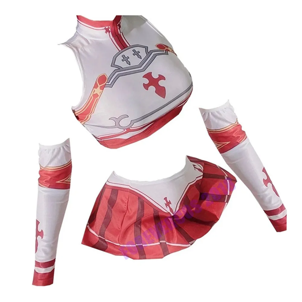 Anime SAO Yuuki Asuna Cosplay Costume Mini Skirt Swimsuit Swimwear Christmas Halloween Carnival Costumes Full Set