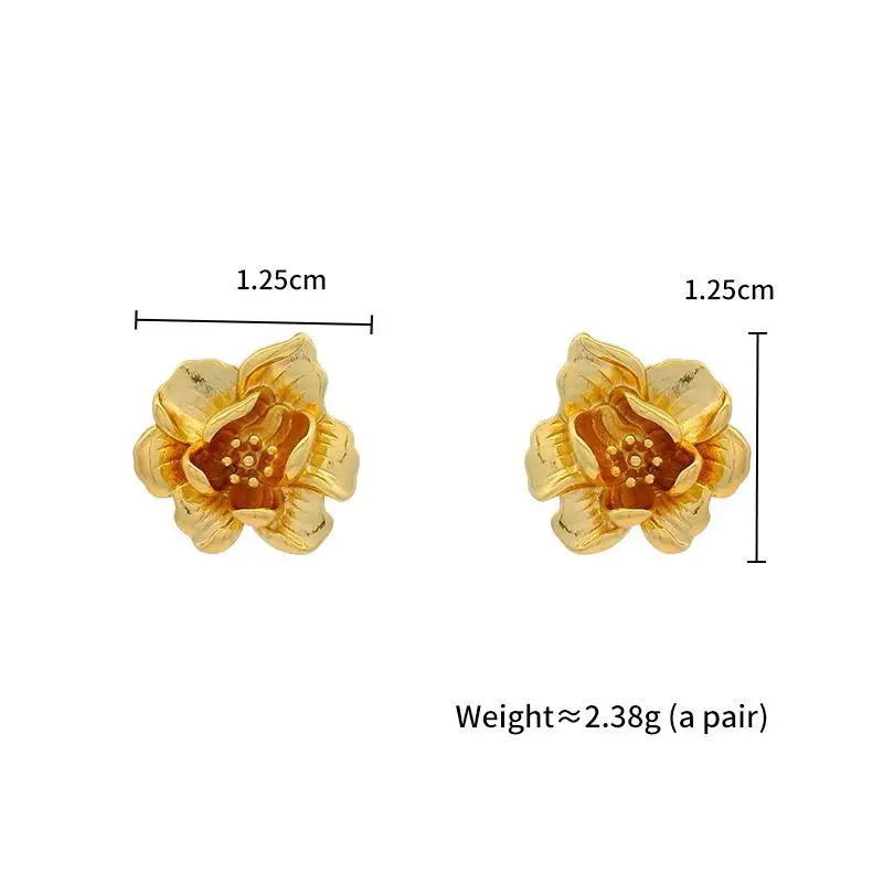 أسعار الجملة --- 24 كيلو الذهب الخالص مطلي الكلاسيكية روز الزهور وأقراط للنساء موضة XP مجوهرات صديقة للبيئة