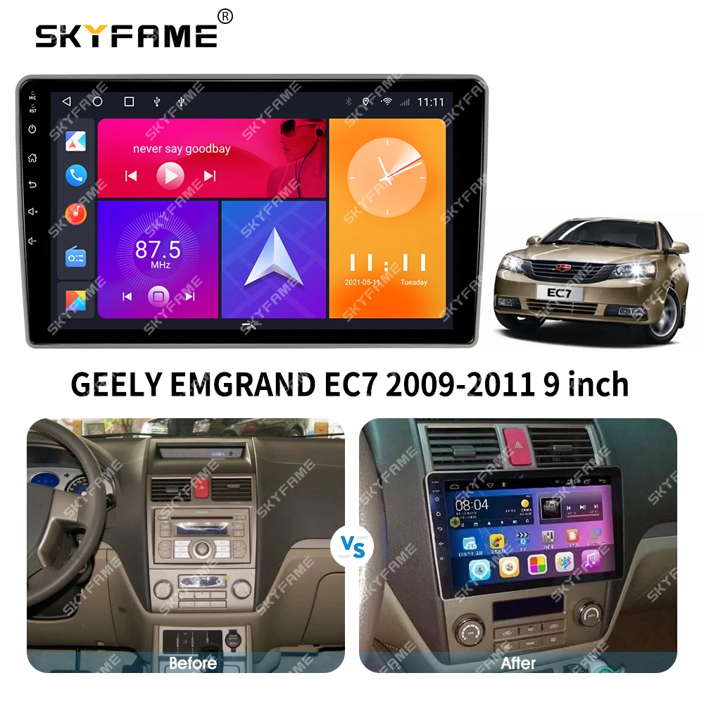 SKYFAcloser-Adaptateur Fascia de cadre de voiture, Radio Android, Kit de panneau de montage audio de tableau de bord pour Geely Emgrand EC7 EC715 EC718, montres