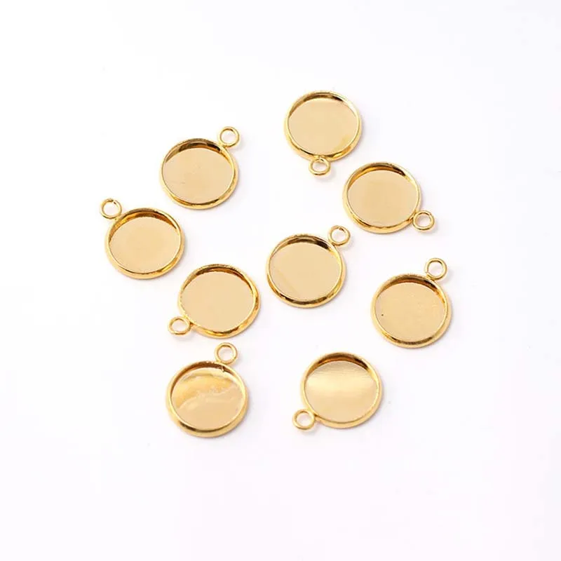 

20Pcs 6-20mm Gold Color Single Loop Round Cabochon Base Tray Pendant for Bezels Blank Cameo Setting Earring Charm Jewelry Making