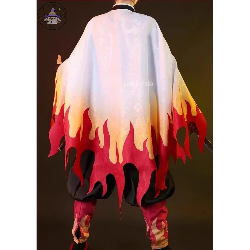 Anime Demon Slayer Rengoku Kyojuro disfraces Cosplay hombres Kimetsu No Yaiba Kisatsutai miembro traje de juego de rol Comic Con de Halloween