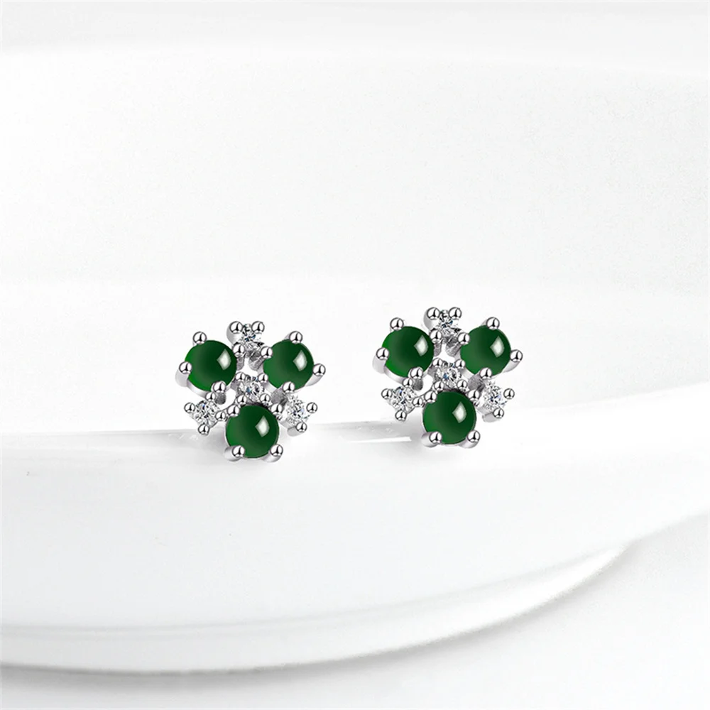 

Серьги из серебра 925 пробы, натуральный зеленый жадеит, драгоценный камень, снежинка, счастливые серьги, сертификат, роскошные нефритовые женские серьги, свадебные украшения для ушей
