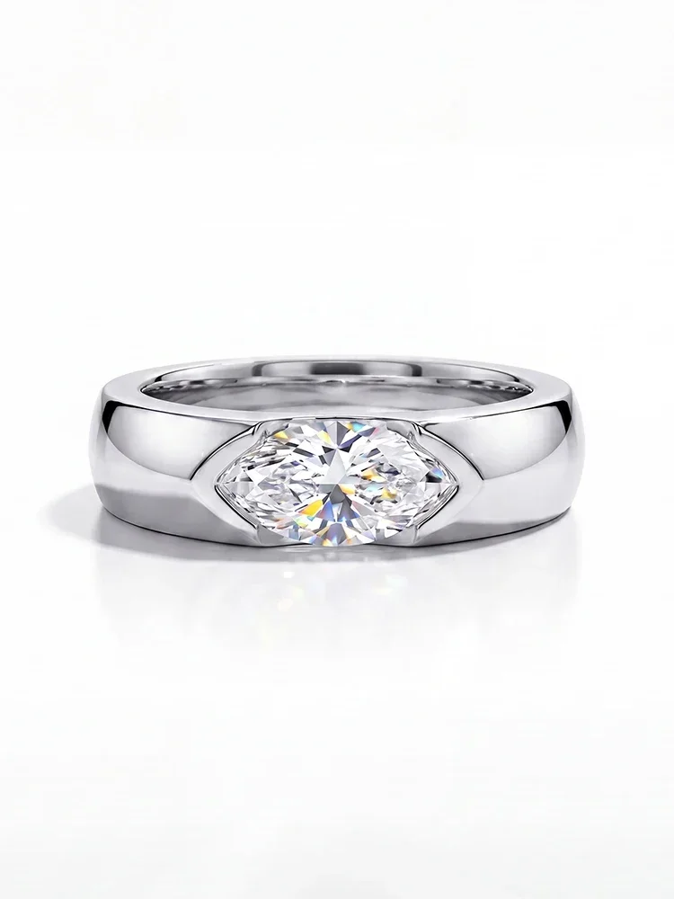 Modischer 925 Sterling Silber Echter 1CT Marquise Moissanit Diamant Hochzeitsring Verlobungsringe für Frauen Geschenk Edle Schmuckstücke – Detail 7