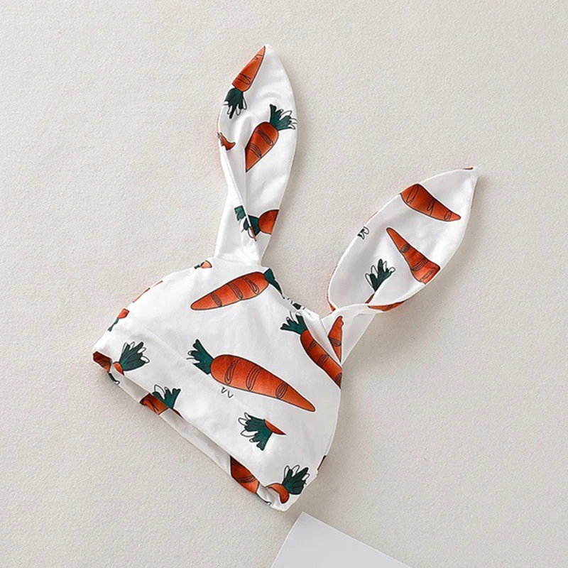 3-18M Baby Easter Rabbit Bunny Costume for Boys Girls Carrot Printed Romper Jumpsuit Hat 2pcs Set Long Ear Button Spring Autumn