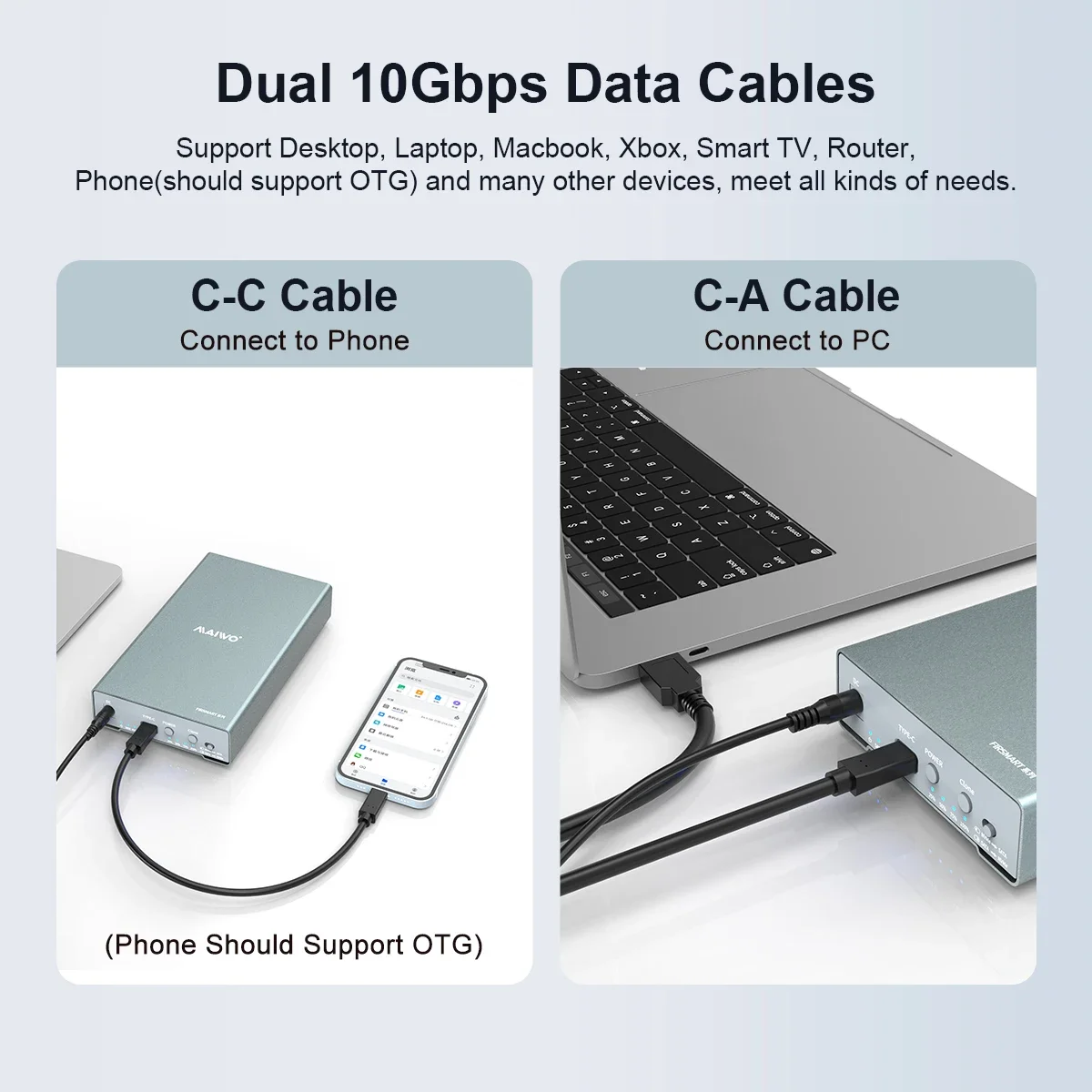 Maiwo 10gbps m.2 nvme ngff ssd gehäuse für 2.5 "3.5" zoll externe sata festplatte hdd fall m2 nvme ngff ssd fall mit klon