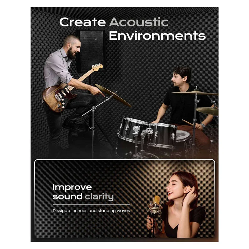 

【Hot Cake】48 Pack Self Adhesive Egg Crate Sound Proof Foam Panels 1X12x12inch, Acoustic Foam For Home And Studios