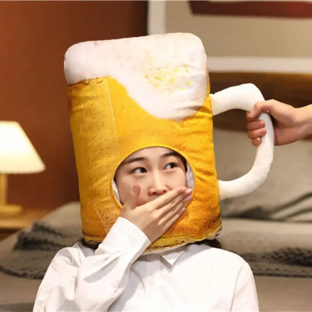 INS Plush Funny Beer Hat Photo Props Soft Cute Beer Hat Novelty Plush Beer Cap Birthday