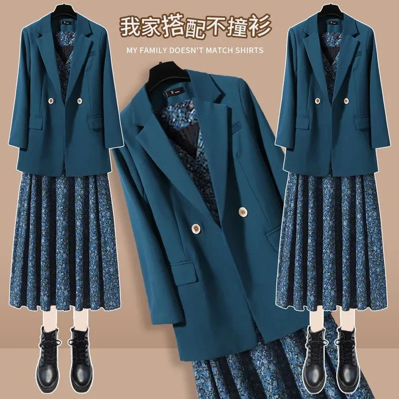 Women Graceful Clothing Set Blazer Or Dress Or Skirt Or Two Piece Set Temperament Office Lady Leisure Jacket Solid New 2022