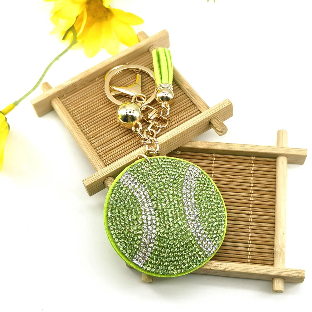 Creative Tennis Keychain with Full Crystal Hot-Drilled Handbag Pendant Accessory for Sports Competition Gift