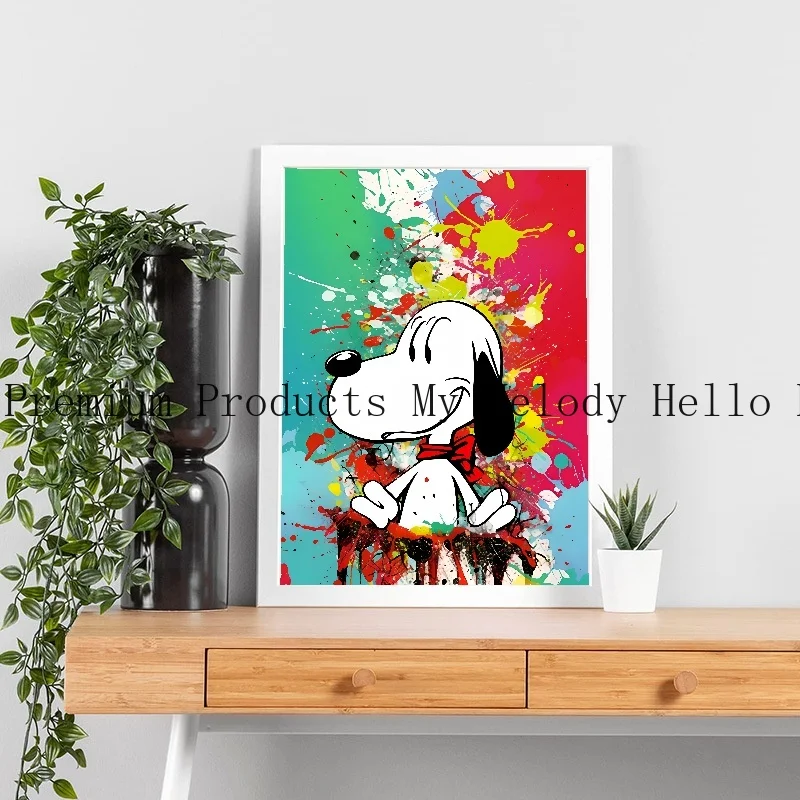 MINISO Disney Cartoon Snoopyr Canvas Poster Home Anime Wall Art Painting Prints Pictures Children Bedroom Living Room Decor Gift