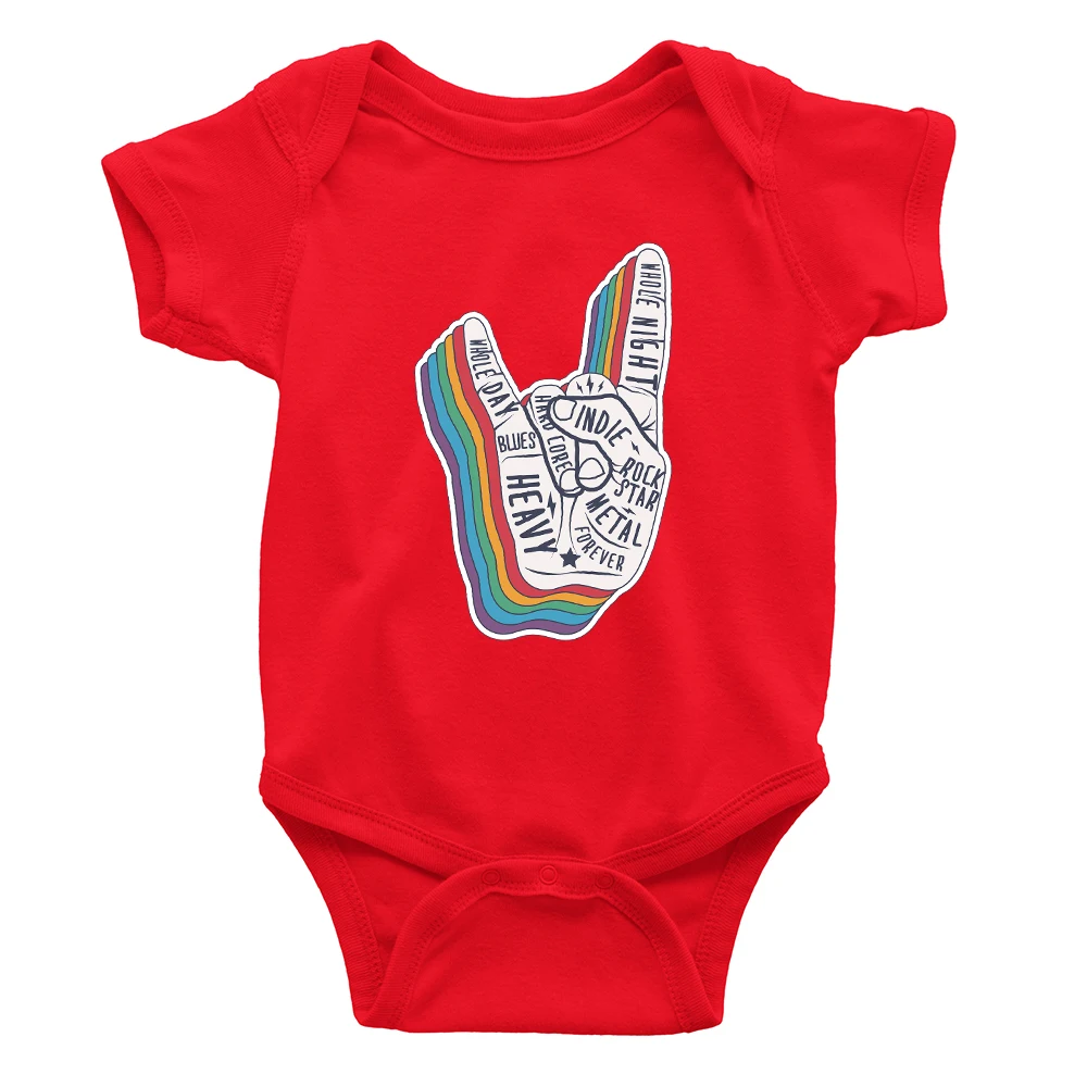 Rock Roll Fashion Baby Body Boys Onesies Devil Horns Print Punk Harajuku Newborn Clothes Short Sleeve Infant Toddler Bodysuits