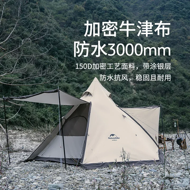 Naturehike-Hexagonal Rainproof Tent for Multi-Person, Outdoor Pyramid, Thickened Ranch, NH20ZP013