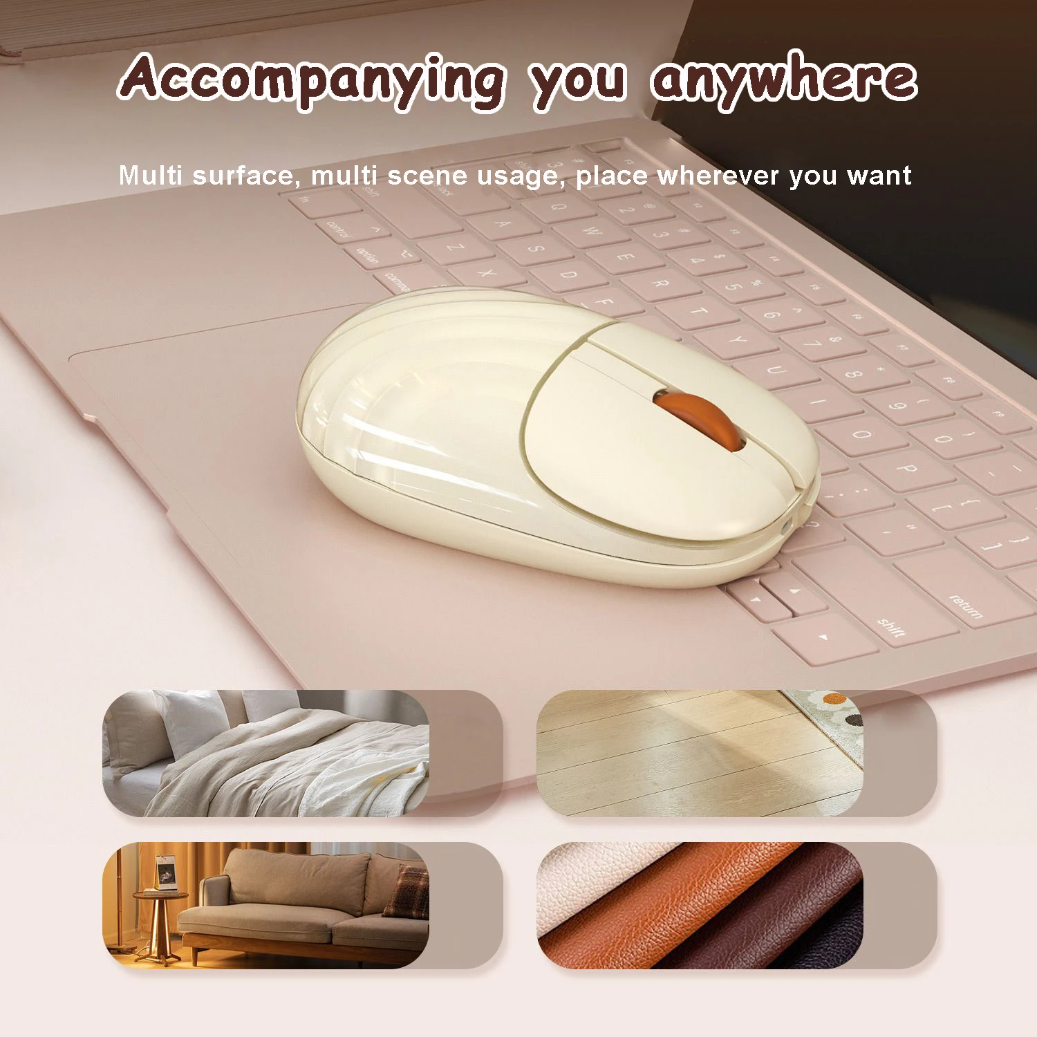 Mouse Wireless Bluetooth 2.4G a doppia modalità portatile ricaricabile carino a forma di onda d\'acqua Mause Office Soft Mouse per PC iPad Computer