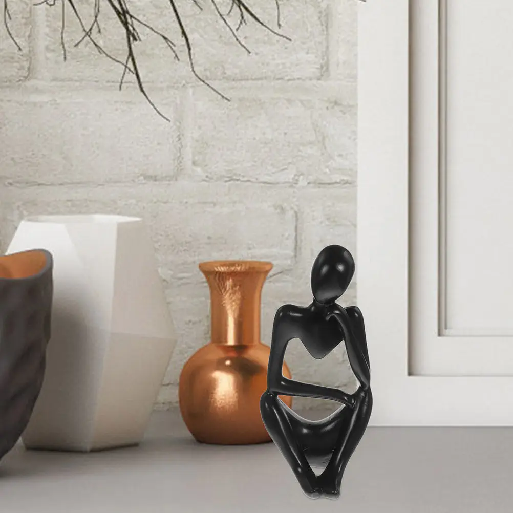 3Pcs Abstract Thinker Statue Resin Sculpture Modern Home Office Shelf Decoration Living Room Study Bar Coffee Shop Ornament