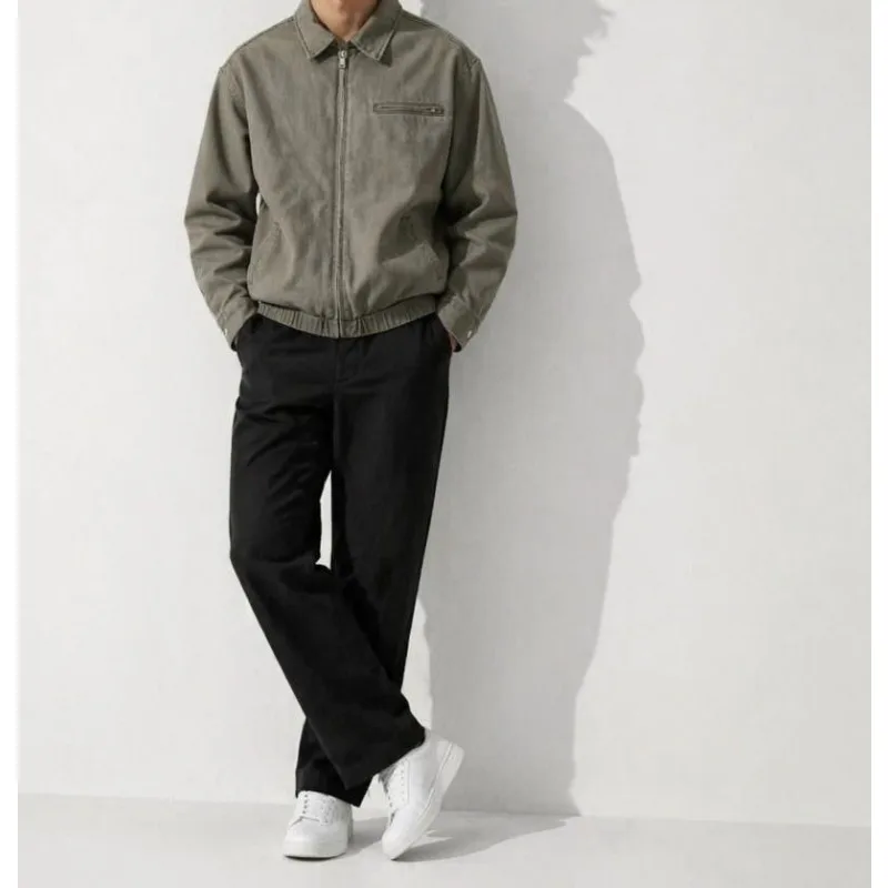 American Vintage Tooling Men's Jacket Trendy Versatile Zipper Pocket Lapel Jacket
