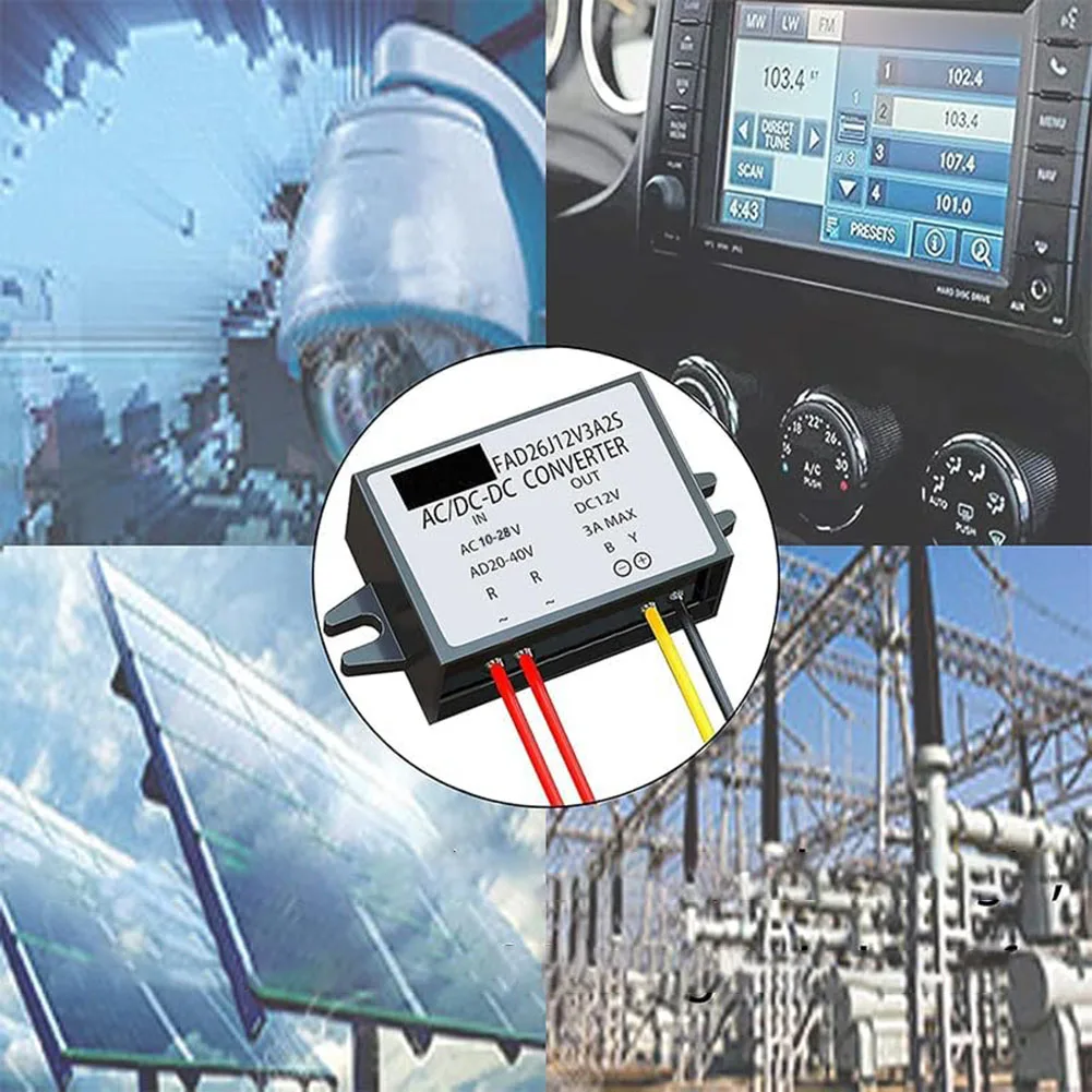 AC-DC Current Converter 12V (10-28V) AC Input Stable Output 12V DC Voltage Conversion With IP68 Waterproof For Display Screens