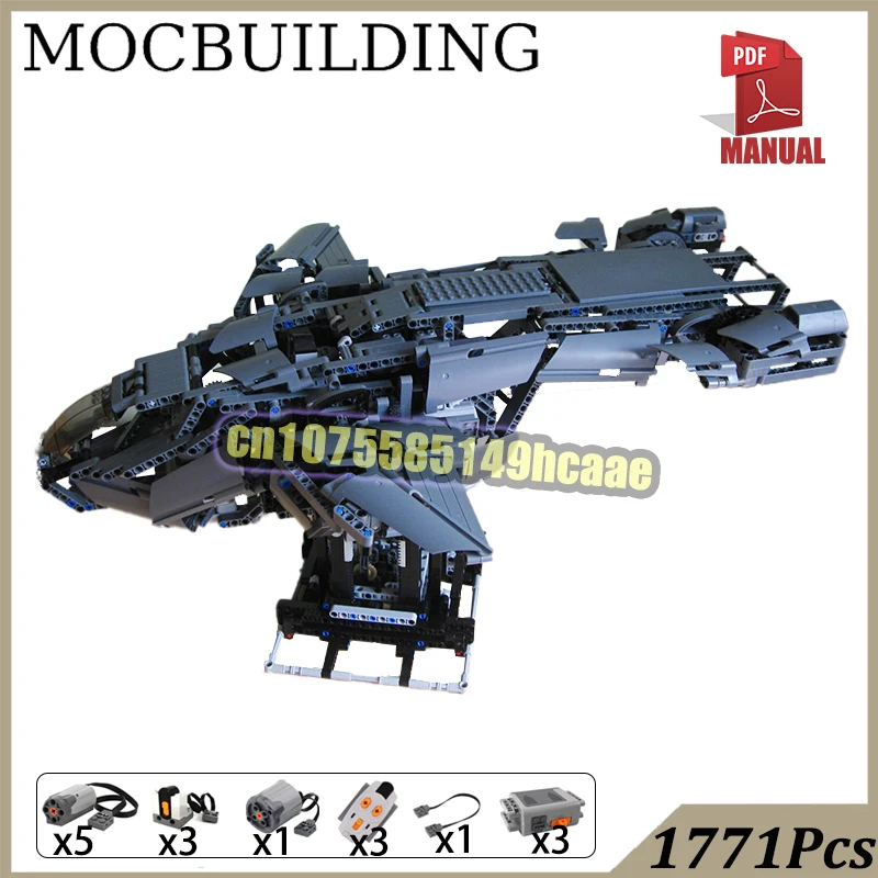 

Motorised Pelicaned Dropship D77 Aircraft Model MOC Building Block Bricks DIY Construction Technology Toys Birthday Gift