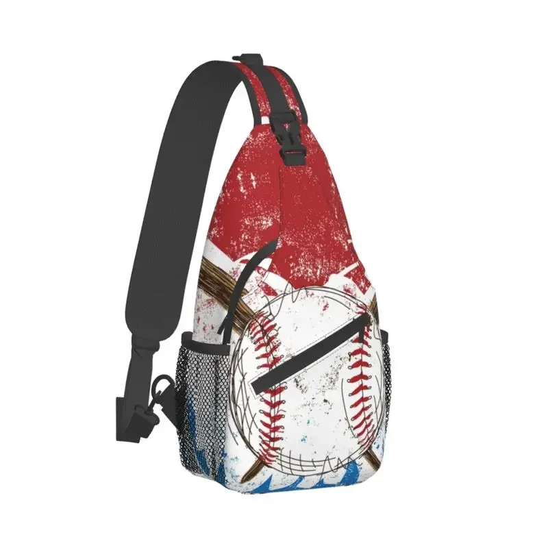 Abstract Baseball Flag Sling Bag for Men Cool Shoulder Crossbody Chest Backpack Travel Hiking Daypack