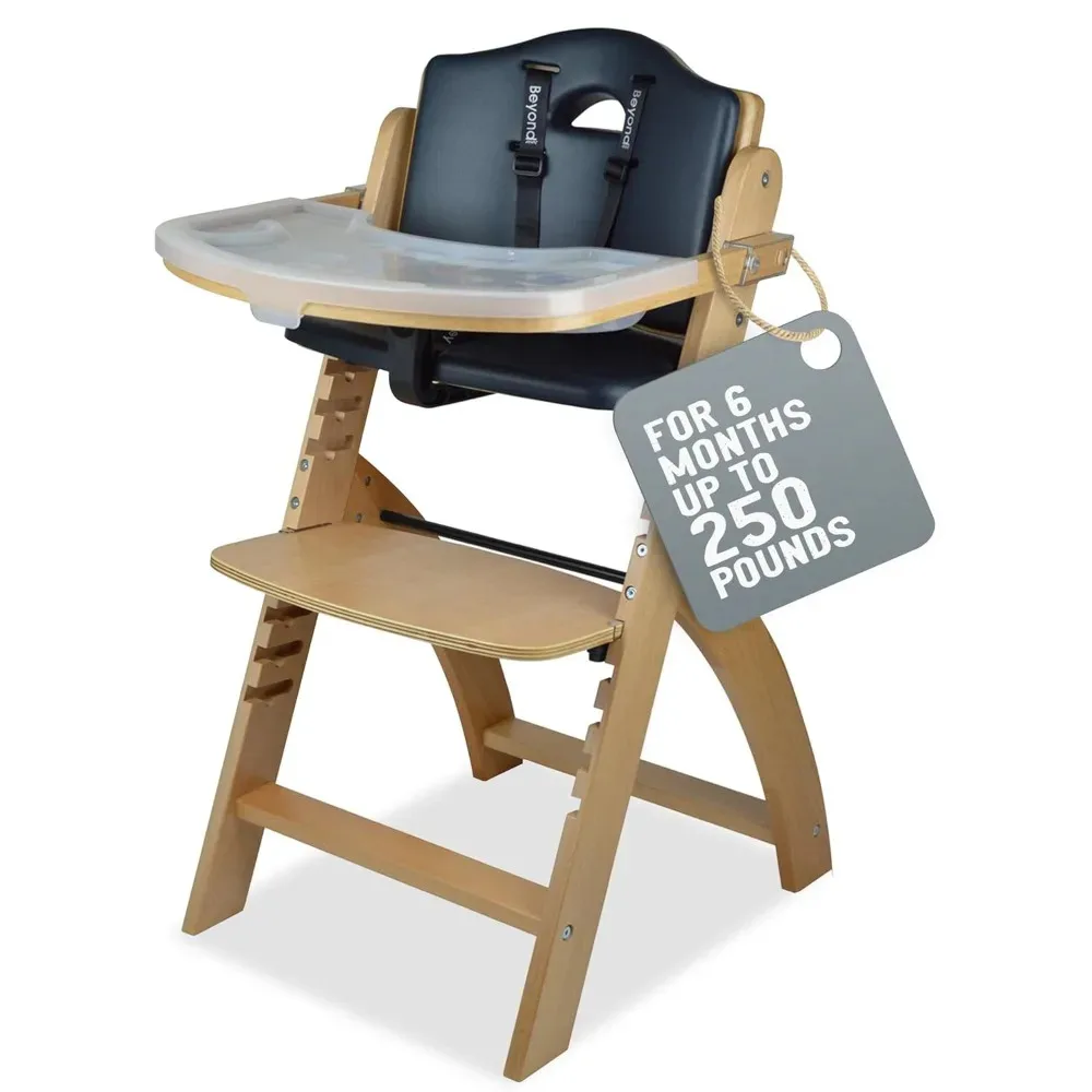 

Beyond Junior Wooden High Chair with Tray - Convertible Baby Highchair - Adjustable High Chair for Babies/Toddlers/6 Months up