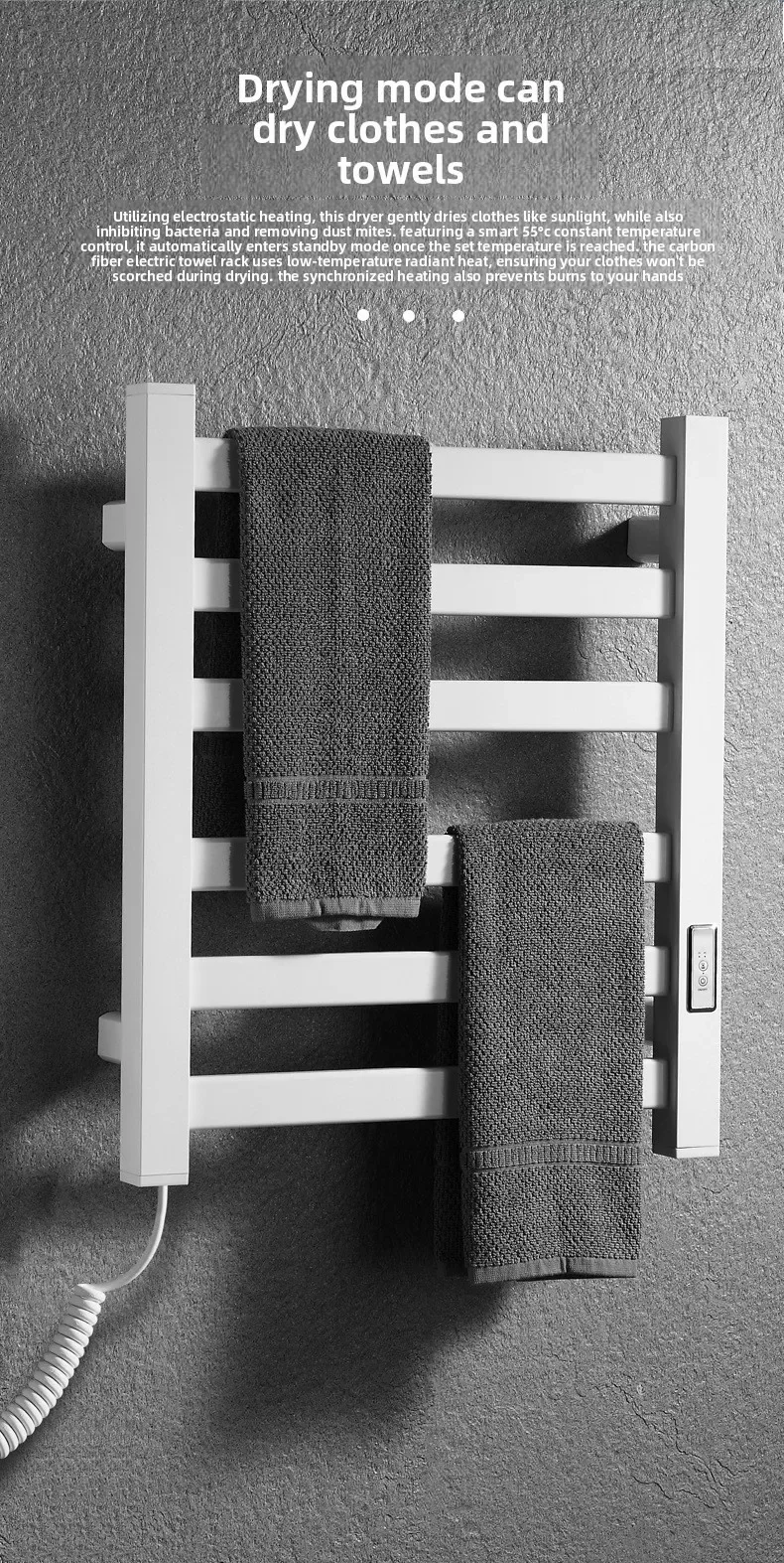 towel drying rack heated bath towel storage rack constant temperature heating rod
