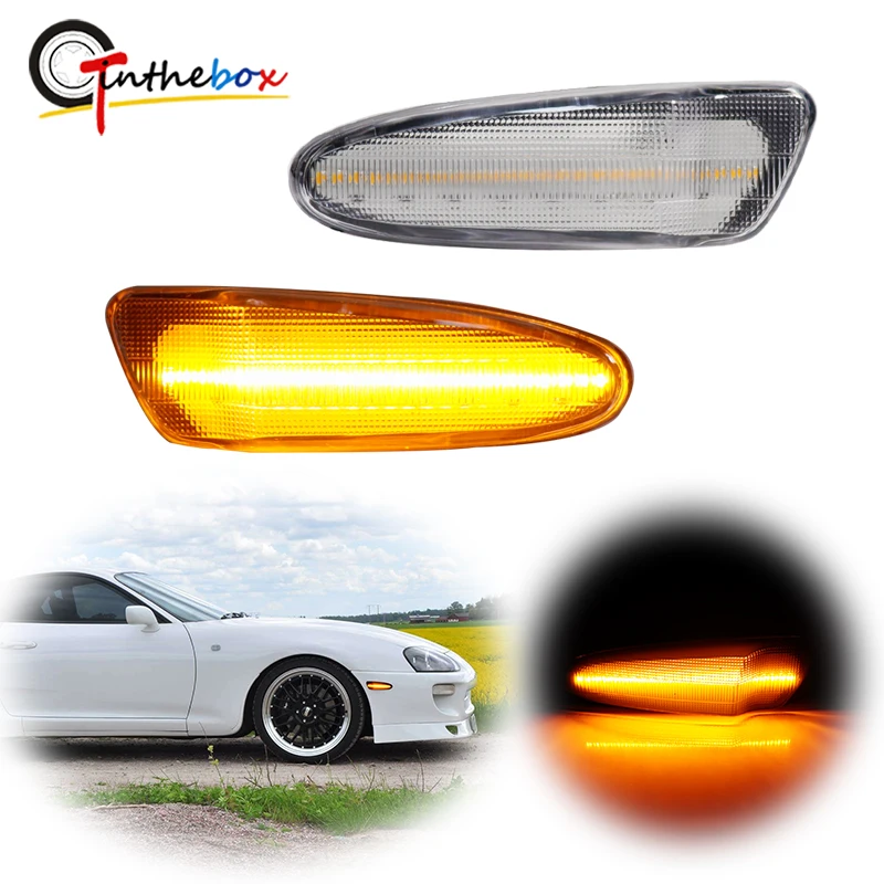 Gtinthebox Amber / White LED Car Front Bumper Side Marker Lights For 1997-1998 Toyota SUPRA MK.4, For 2000-2005 Toyota Celica