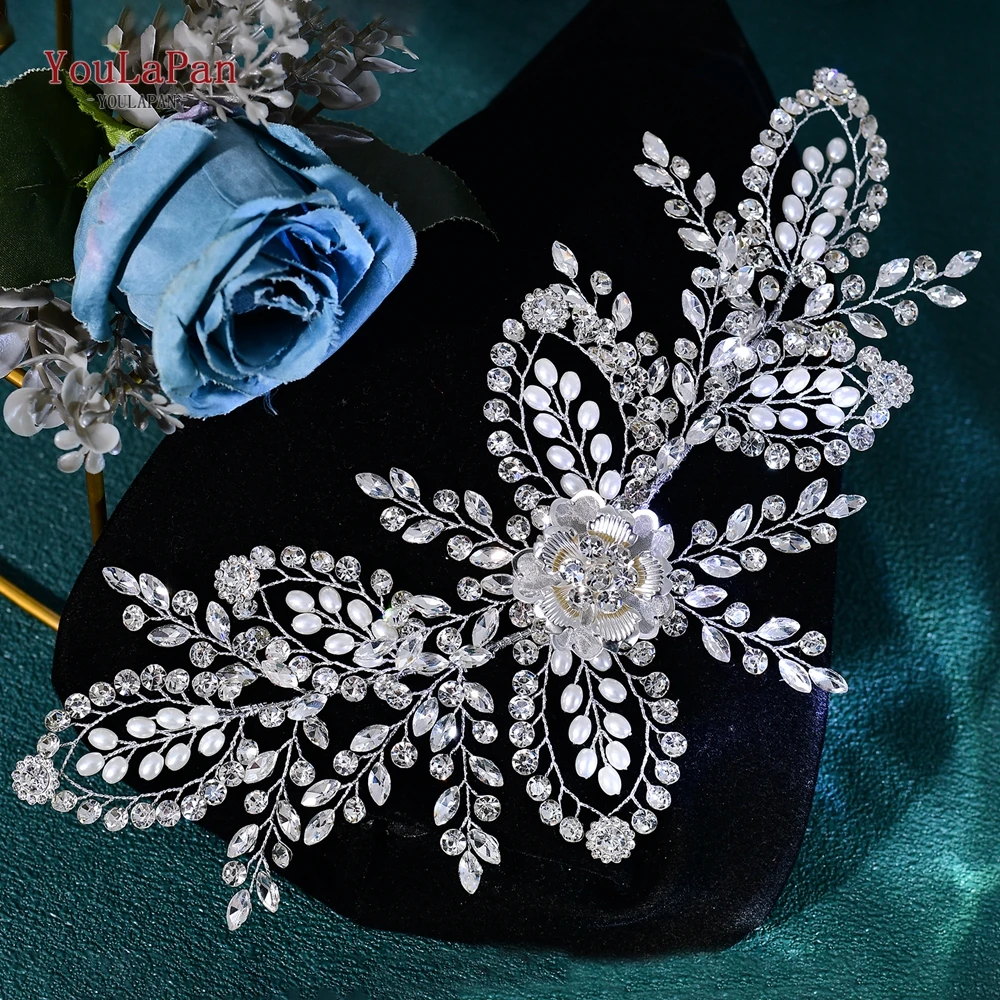 YouLaPan Ikat Kepala Pengantin Pernikahan Berlian Imitasi Aksesori Rambut Pengantin Wanita Ikat Rambut Perhiasan Pesta Pakaian Rambut Hiasan Kepala Elegan HP893